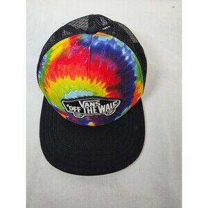 Vans Hat Cap Snap Back Tie Dye Trucker Patch Skateboard Off The Wall Mens Mesh
